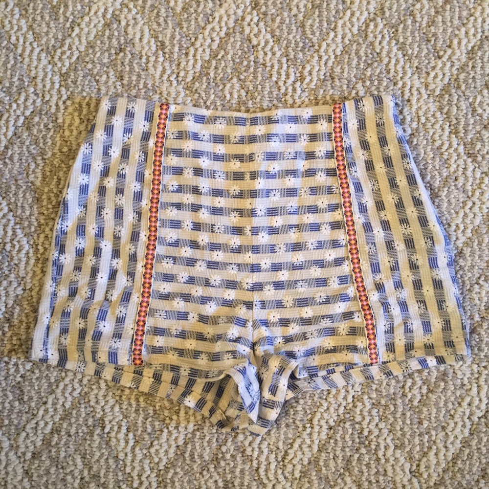 Gingham High Waisted Floral Shorts